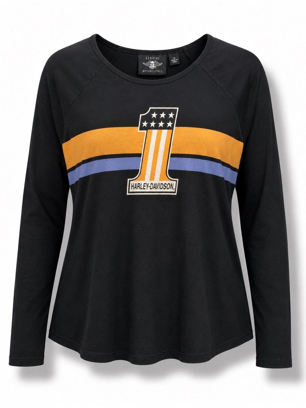 Harley-Davidson Genuine MotorClothes Long Sleeve #1 Striped Graphic Moto T Black